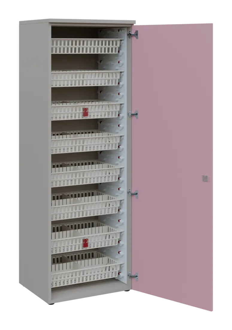 EUROMEDICA D - 66/M ABS skříň léková boxová, 1-dveřová, pravá, 1950x660x535, korpus šedý, dvířka pas